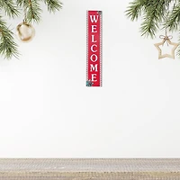 Christmas Mdf Vertical Candy Striped Sign Welcome