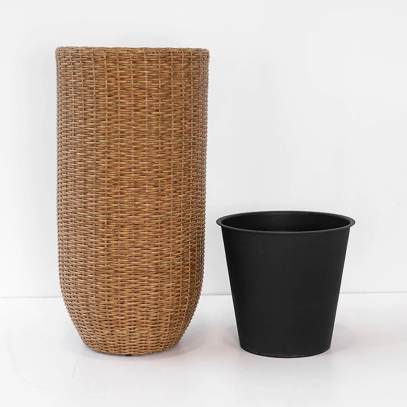 Rolland XL Rattan Planter Light Brown, 35.4"