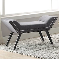 Modern Fabric and Solid Wood Bench - Grey and Black