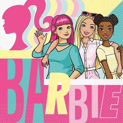 16 serviettes de table en papier barbie de 6,5 po