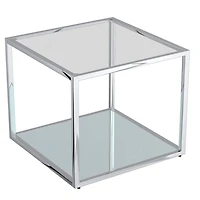 Contemporary Metal and Glass Large Square Coffee Table - Silver