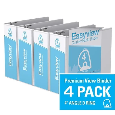 Davis Group, Easyview Premium, D Ring, Customizable, View Binder, 4 Pack, 4"
