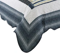 Ensemble de literie d'été ultra doux avec couvre-lit matelassé, motif bleu marine écossais classique, Décoration Marina