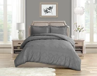 Swift Home Diamond Textured Soft Touch Duvet Cover Set, All Season Bedding with Zipper Closure, Includes Pillow Shams, Full/Queen, Steel Gray