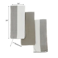 Ensemble De Serviettes De Cuisine De 3 Pcs Bloc Imprimé Oxford Tan