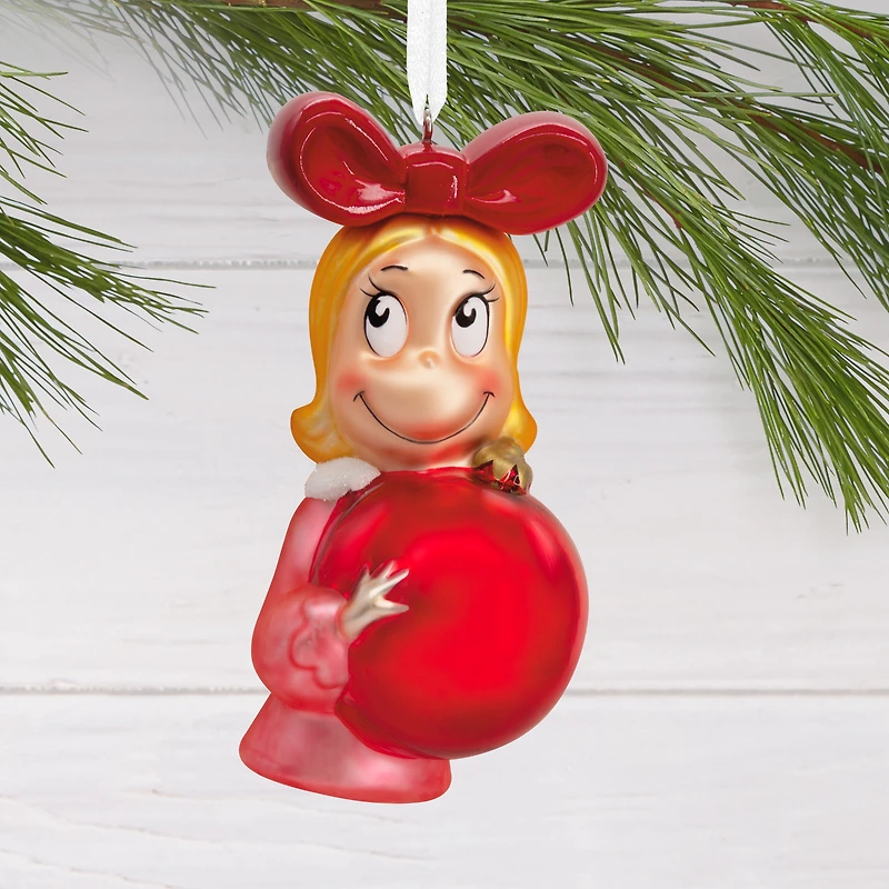 Hallmark Dr. Seuss's How the Grinch Stole Christmas! Cindy-Lou Who With Ornament Christmas Ornament, Blown Glass