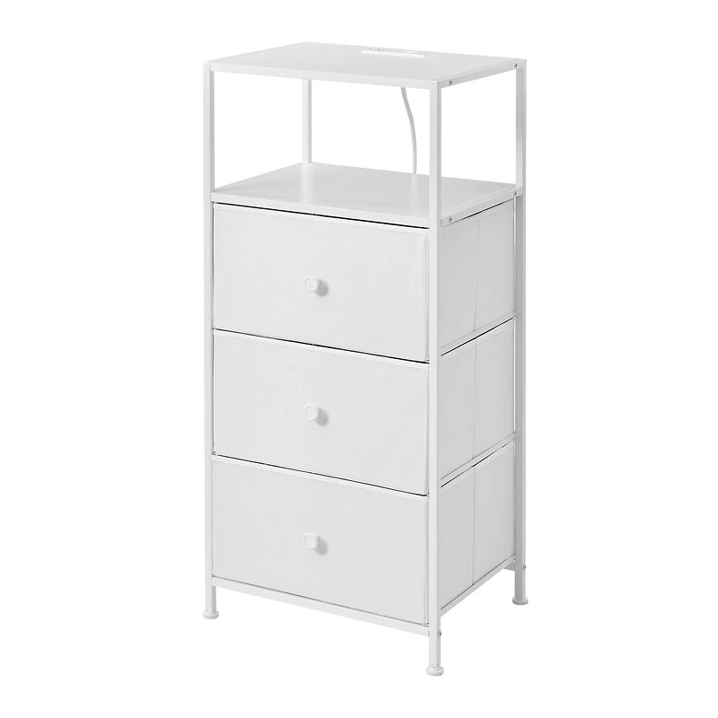 Mainstays 3 Drawer Fabric Nightstand with USB