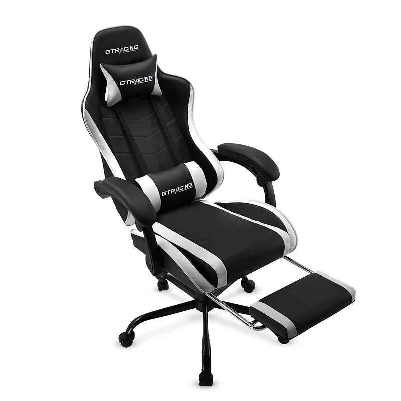 Chaise de jeu ergonomique GTRACING GTWD-200 avec coussins réglables et repose-pieds Chaise de jeu avec repose-pieds rétractable