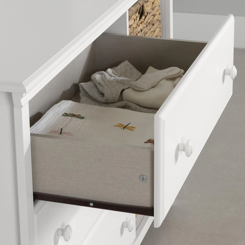 Meubles South Shore, collection Cotton Candy, Commode 3 tiroirs avec paniers Blanc Pure