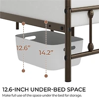 Fullfurnique Classic Iron Platform Bed Frame with High Headboard and Footboard, Twin, Bronze