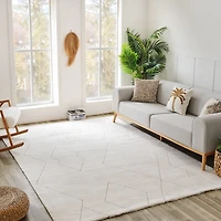 Rug Branch Casa Abstract Indoor Area Rug, Beige Cream, Boho - Living Room, Bedroom, Dining Room
