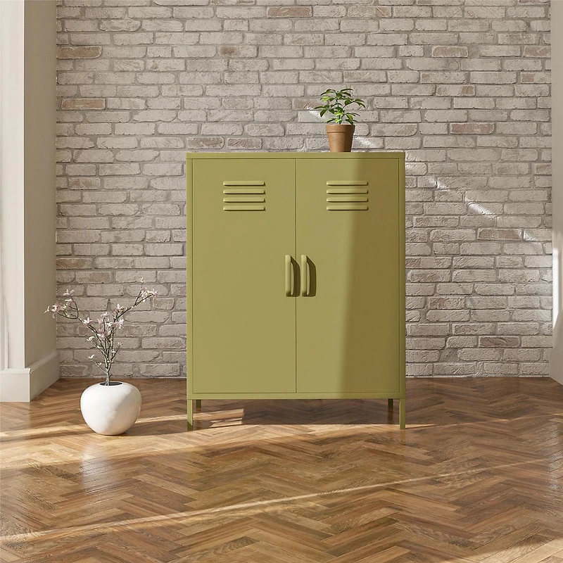 Ameriwood Home Bentley Metal Locker End Table, Olive Green