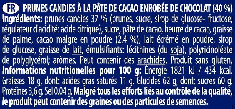 Solidarność Śliwka Nałęczowska Prunes Confites à la Pâte de Cacao Enrobées de Chocolat, Sac de 350g Prunes au cacao, choc. 350g