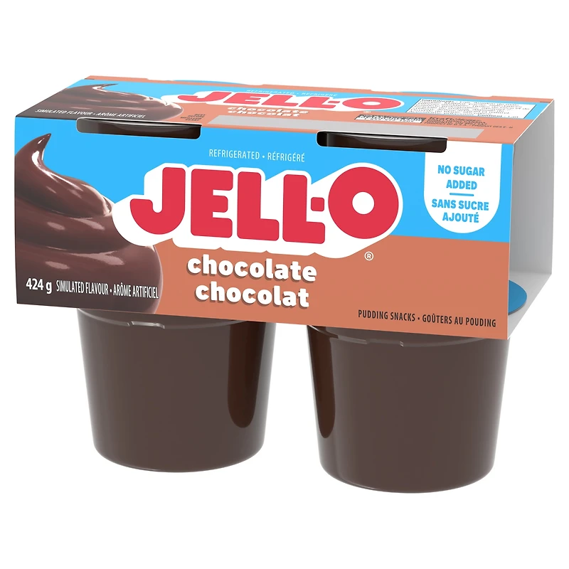 Goûters Au Pouding Réfrigéré Prêt-À-Servir À Saveur De Chocolat Sans Sucre Ajouté, Paquet De 4 424 g