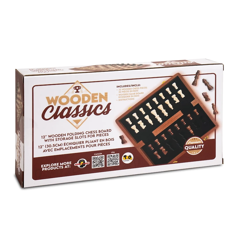 Tradeopia Folding Wooden Chess Set, 12-Inch Wooden Folding Chess Board