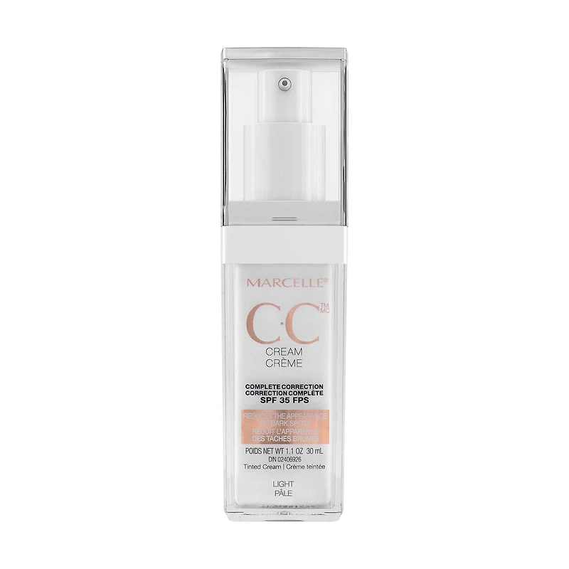 Marcelle CC Crème FPS 35, 30 mL Hydratant teinté ultime pour éclat parfait.
