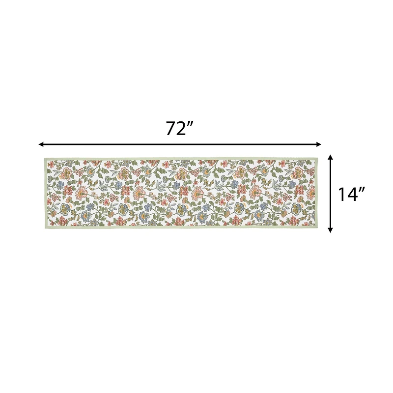 Beautiful Home by Drew Barrymore Wildflower Quilted Print Fabric Table Runner, Multiple, 72"W x 14"L