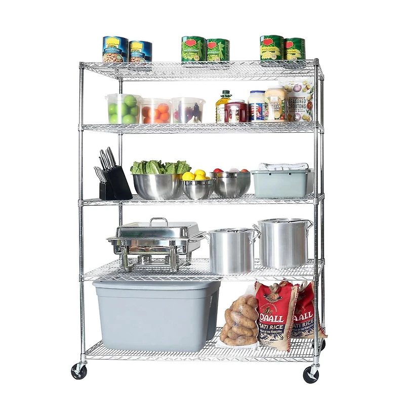 5-Tier NSF Steel Wire Shelving Rack, 60" x 24" x 72"