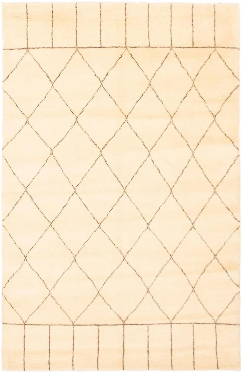 ECARPETGALLERY 5'1" x 7'10" Moroccan Tangier Hand-knotted Area Rug for Living Room, Dining Room and Bedroom in Ivory
