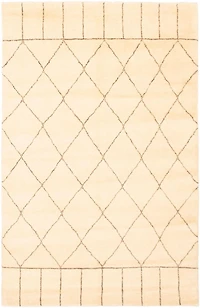 ECARPETGALLERY 5'1" x 7'10" Moroccan Tangier Hand-knotted Area Rug for Living Room, Dining Room and Bedroom in Ivory