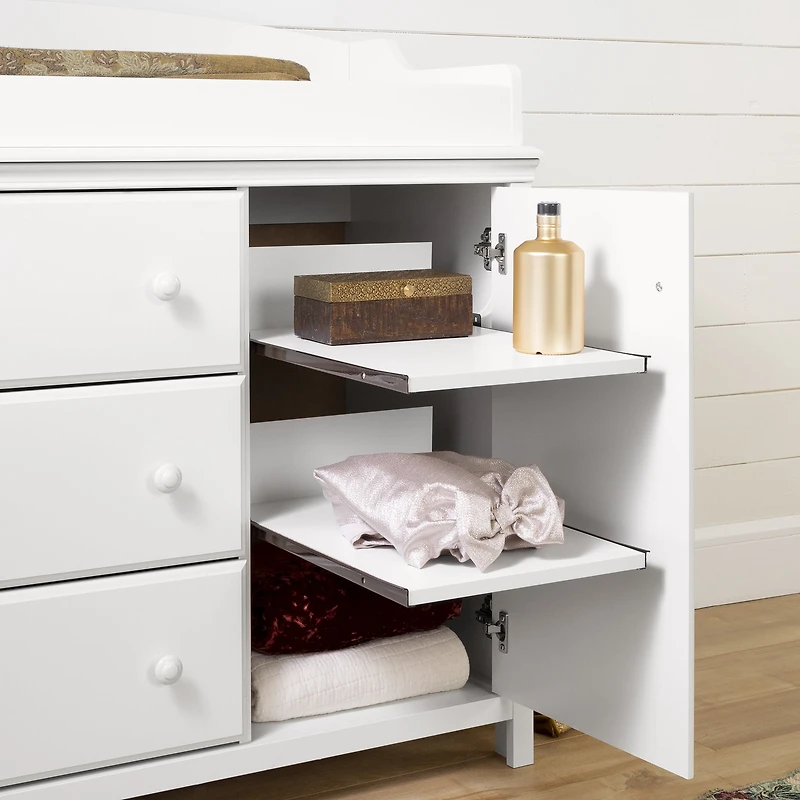 South Shore Cotton Candy Changing Table with Station for Infant, in Pure White
