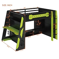 Lit mezzanine en bois Noble House avec bureau, vert