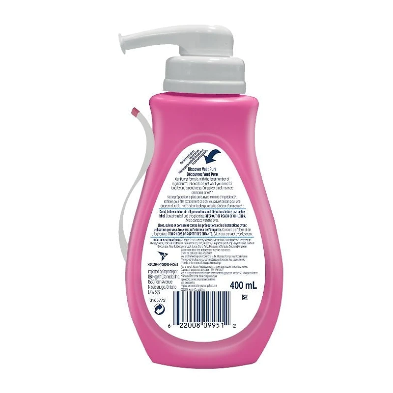 Veet® crème dépilatoire Pure™ jambes et corps, peau sensible, 400 ml 400 ml