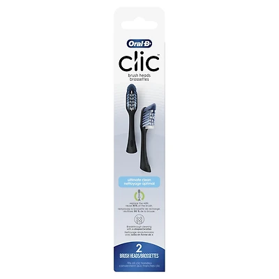 Brossettes de rechange pour brosse à dents Oral-B Clic, Nettoyage optimal, noir
