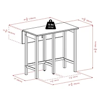 Table à abattant 3 pièces Lynnwood avec 2 tabourets de comptoir à dossier en V de Winsome - 94355