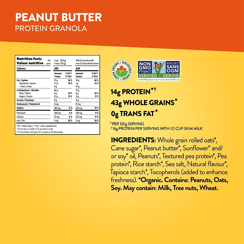 Love Crunch Organic Protein Peanut Butter Granola 312g Pouch, Organic Protein Granola 312g