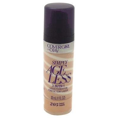 COVERGIRL Simply Ageless 3-in-1 Liquid Foundation Infused with Hyaluronic Complex, Vitamin C and Niacinamide - Hydrating Formula, 100% Cruelty-Free