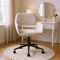 Fauteuil d'appoint pivotant Homy Casa avec dossier ergonomique, siège rembourré, tissu chenille beige