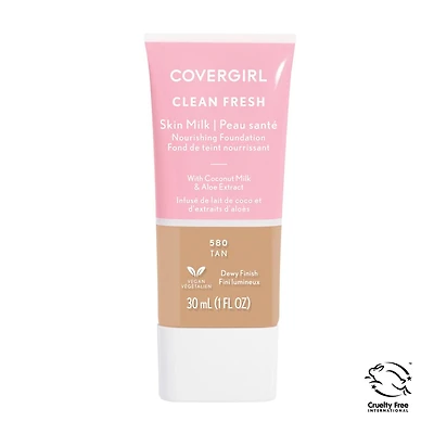 COVERGIRL - Fond de teint couvergance légère Clean Fresh, formulé sans parabènes, sulfates, huile minérale et talc. Enrichi en niacinamide, lait de coco et aloès, 100 % végétalien et sans cruauté enve Peau hydratée & lumineuse