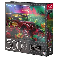 500-Piece Jigsaw Puzzle with Foil Accents, Country Market Painting