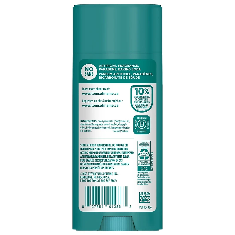 Tom's of Maine Antisudorifique au concombre et à l'aloès pour femmes et hommes, avec aluminium recyclé, 92 g Tom's of Maine Antisudorifique conc et l'aloès