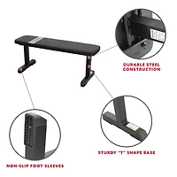 Sunny Health & Fitness Flat Weight Bench for Workout, Exercise and Home Gyms with 227 KG Weight Capacity - SF-BH620037
