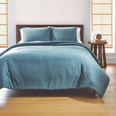 ENSEMBLE DE COUETTE 3 PIÈCES BH&G GRAND LIT NIMBUS BLEU 1 couette 2 taies d'oreiller