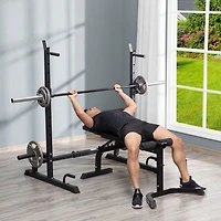 Soozier Multi-Function Barbell Squat Rack Adjustable Weight Lifting Bench Press