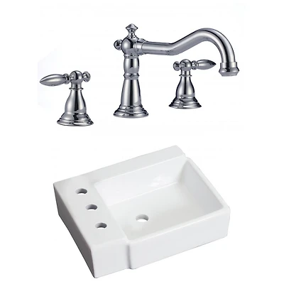 American Imaginations 16.25-in. W Above Counter White Bathroom Vessel Sink Set For 3H8-in. Left Faucet AI-22583