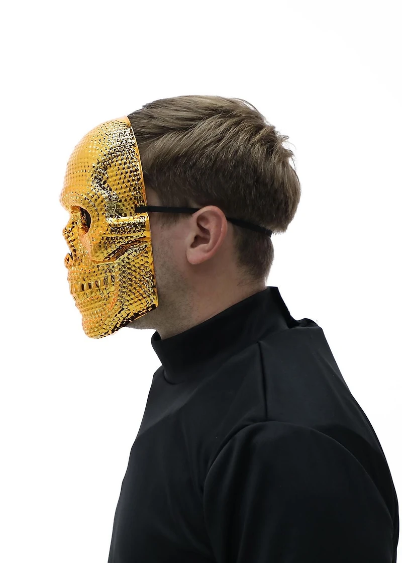 Adult Unisex Way to Celebrate Halloween Gold Rhinestone Skull Mask