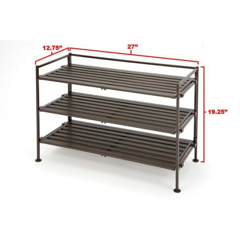 Seville Classics 3 Tier Resin-Wood Shoe Rack 2PK