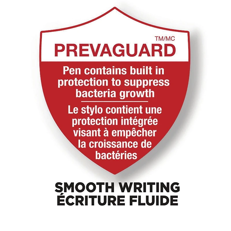 Stylo-bille rétractable BIC PrevaGuard Clic Stic, bleu, taille de pointe moyenne de 1,0 mm, écriture douce et polyvalente Paquet de 5