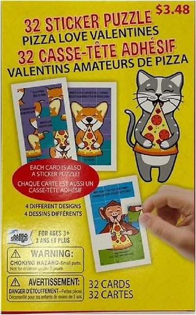 Mello Smello 32CT Sticker Puzzle Pizza Love Valentines Kiddie Cards