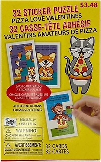 Mello Smello 32CT Sticker Puzzle Pizza Love Valentines Kiddie Cards