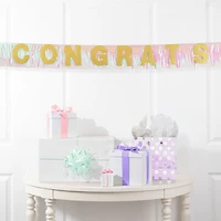 Iridescent Fringe Gold Congrats Banner