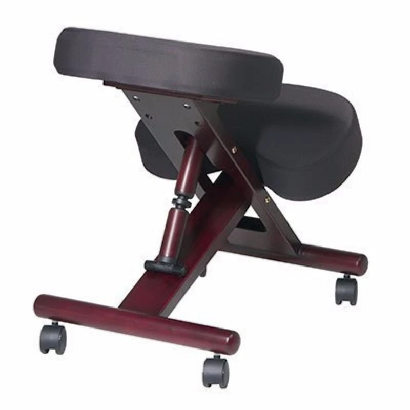 Chaise appuigenoux en mousse viscoélastique d'acajou Nicer Furniture à cadre en bois et tissu noir