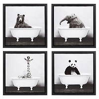 DesignOvations Baby Giraffe in the Tub Framed Canvas Wall Art, 14" x 14"