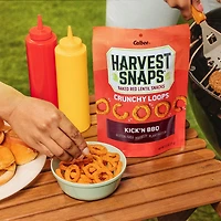 Harvest Snaps Crunchy Loops Kick'n Barbecue 71g Harvest Snaps Crunchy Loops Baked Red Lentil Snacks, Kick’N BBQ, Sans gluten