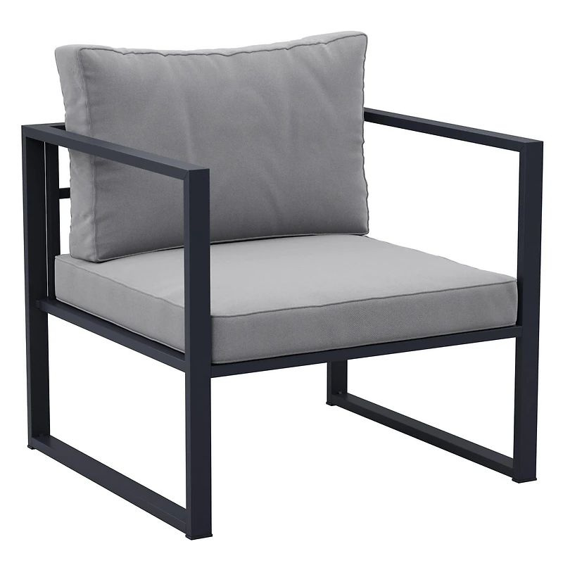 CorLiving Delia 4-Piece Rust Resistant Heavy-Duty Steel Frame Patio Conversation Set with Chairs and Loveseat with Cushions, and Coffee Table