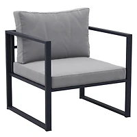 CorLiving Delia 4-Piece Rust Resistant Heavy-Duty Steel Frame Patio Conversation Set with Chairs and Loveseat with Cushions, and Coffee Table